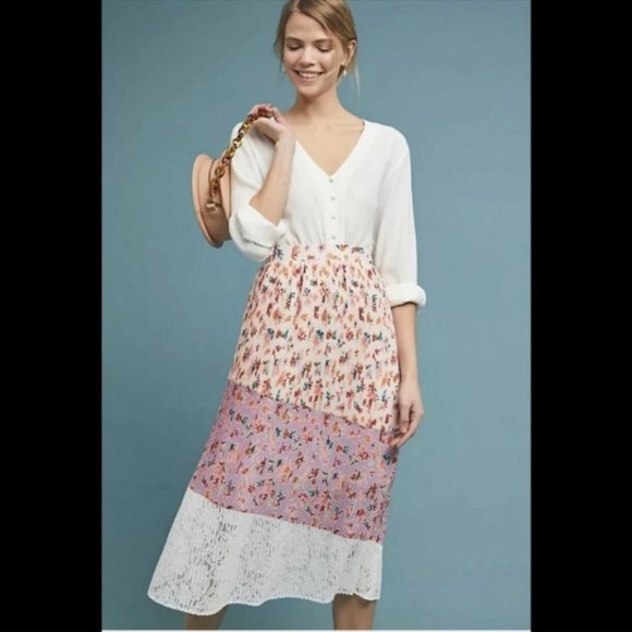 Anthropologie Dresses & Skirts - Anthropologie LAIA Pleated Floral Skirt